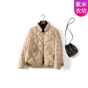短款 紫米衣坊轻薄款 妈妈装 新款 羽绒保暖外套 羽绒服女白鸭绒冬季