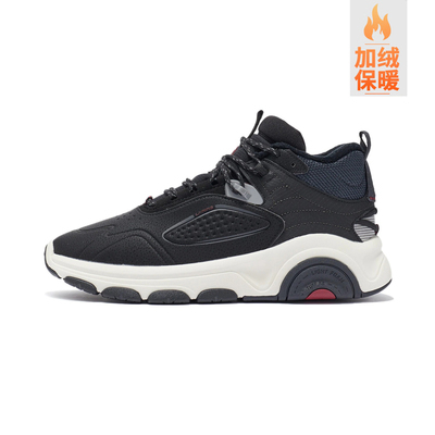 李宁男鞋棉鞋冬季高帮皮面加绒