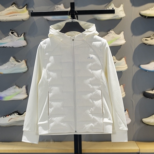 李宁羽绒服女款白色休闲保暖外套2025冬季健身系列鸭绒连帽上衣
