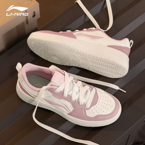 李宁板鞋女士粉色小白鞋初云