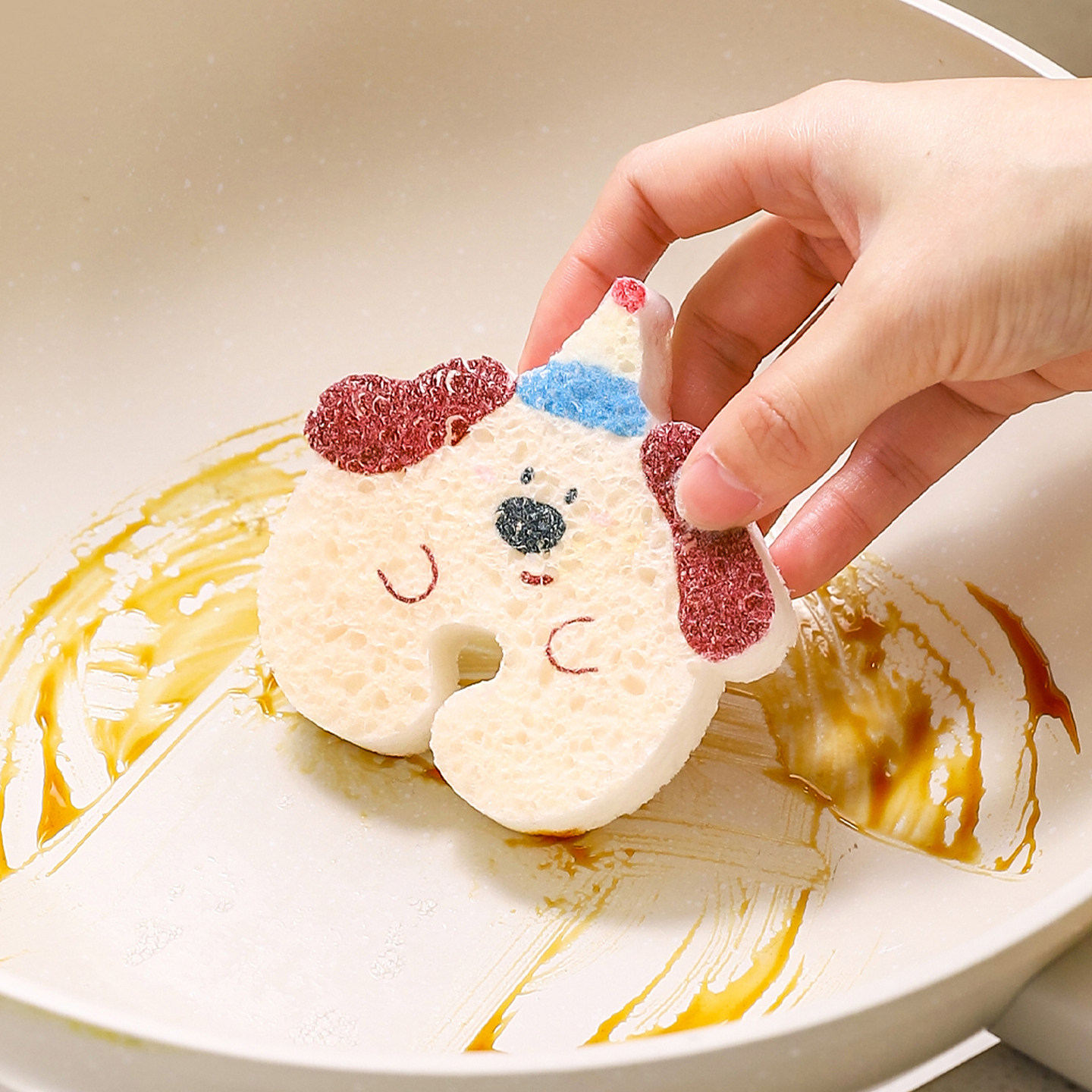 川岛屋可爱洗碗海绵擦木浆棉百洁布吸水海绵块厨房刷碗神器魔力擦