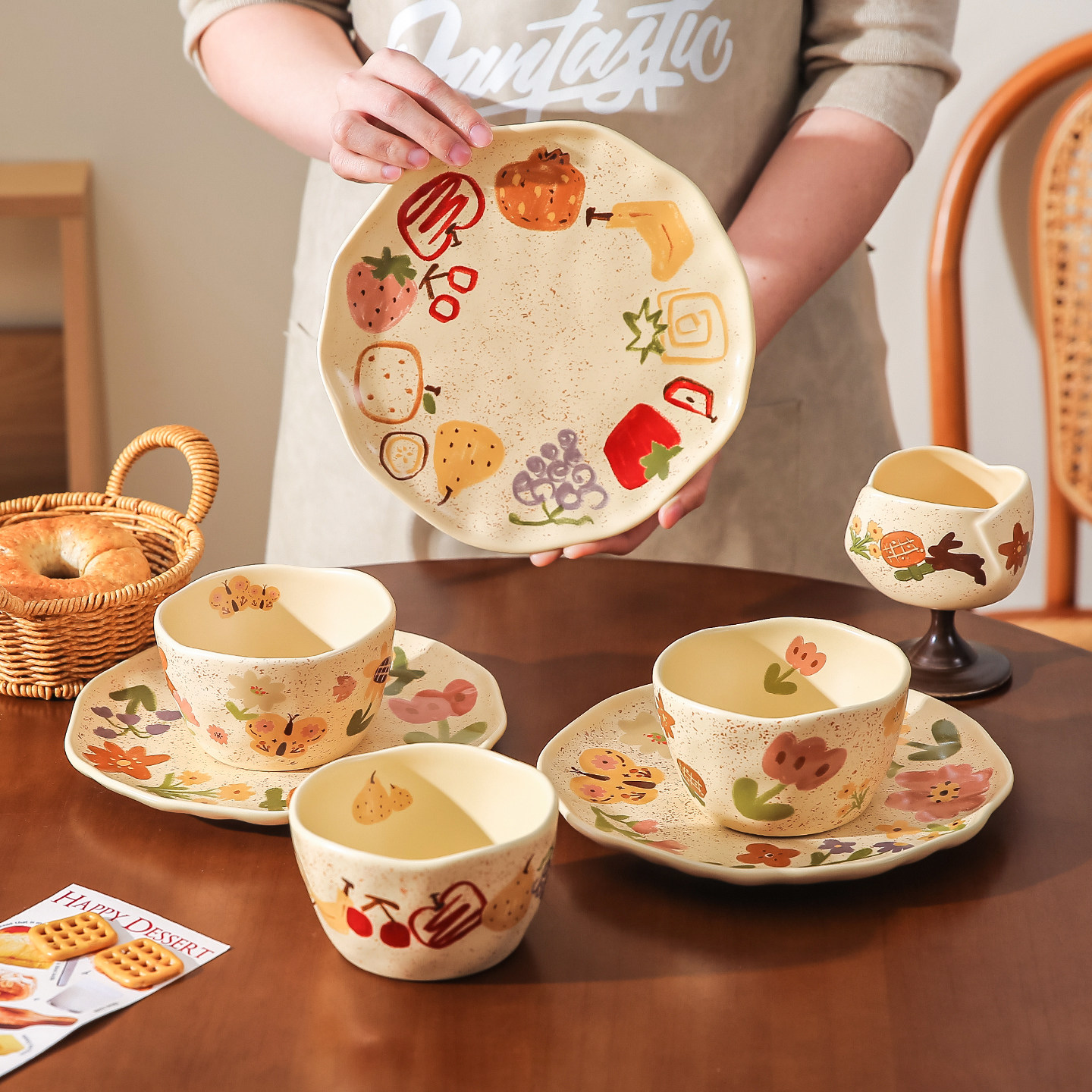 川岛屋漂亮餐具陶瓷碗家用2026新款高颜值盘子一人食碗具碗碟套装