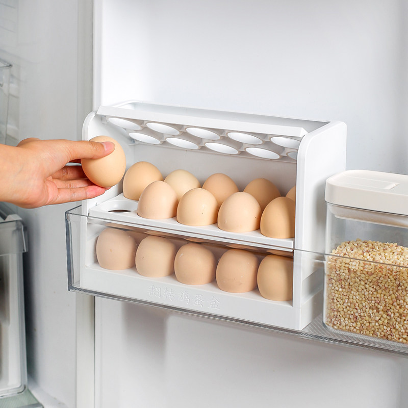川岛屋鸡蛋收纳盒冰箱侧门专用翻转鸡蛋盒厨房整理神器放鸡蛋架托