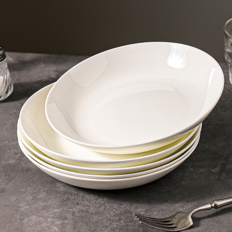 川岛屋白色骨瓷餐具简约盘子菜盘