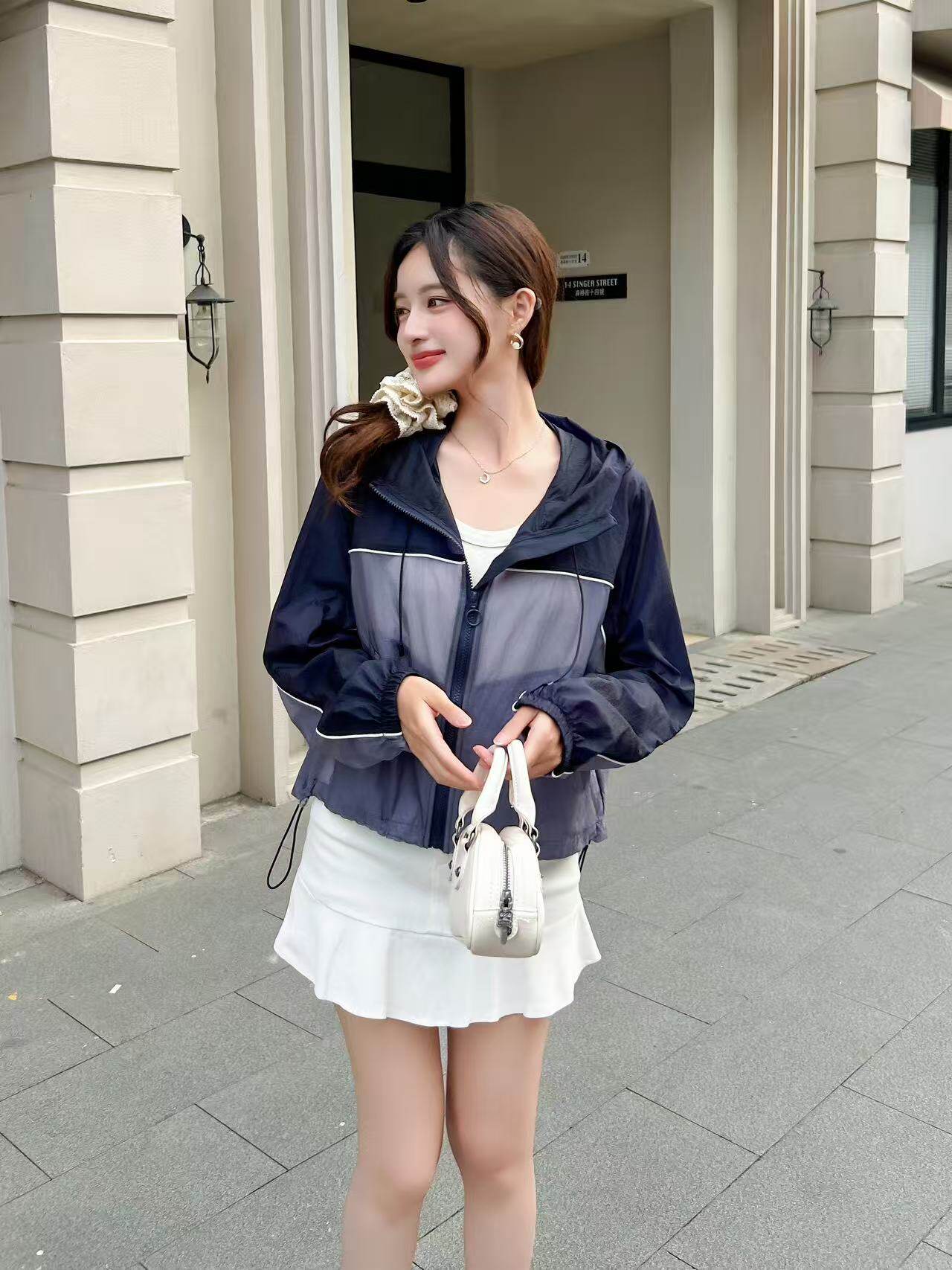 潮牌短款防晒衣女夏2025新款减龄薄款透气宽松撞色时尚洋气防晒服