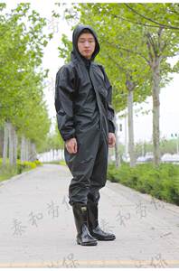 防油防水带帽连体工作服套装男女宽松加厚防尘工厂劳保服养殖雨衣