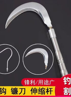 不锈钢抄网杆伸缩杆钓鱼割草香椿