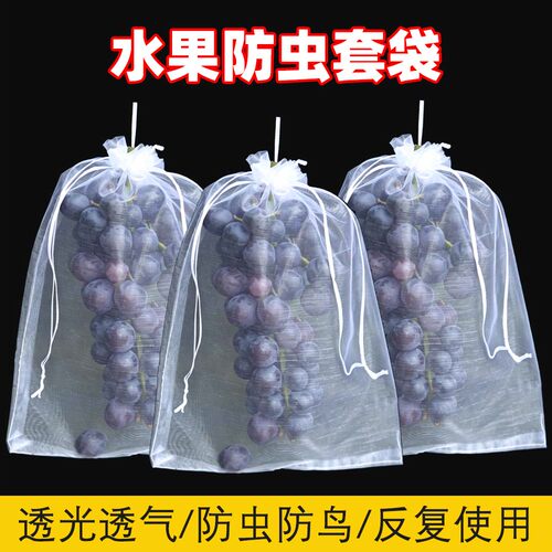 自带抽绳葡萄套袋水果防虫防鸟防雨水果网袋无花果透气瓜果防虫袋