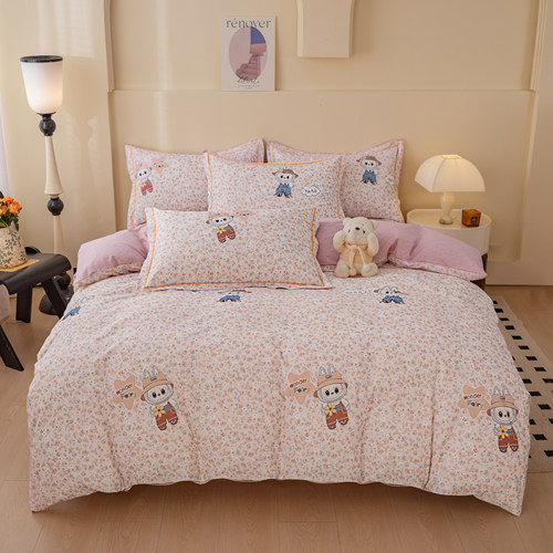 纯棉100棉全棉床品四件套被套床上用品学生宿舍床单四件套F