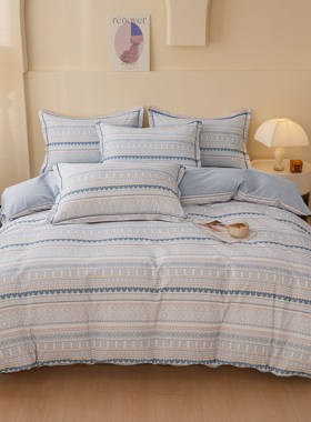 纯棉100棉全棉床品四件套被套床上用品学生宿舍床单四件套 A1