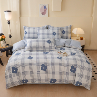 纯棉100棉全棉床品四件套被套床上用品学生宿舍床单四件套