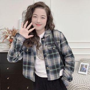 2026新款春秋格子衬衣女设计感长袖上衣宽松韩系复古休闲衬衫外套