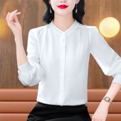衬衫 2026夏季 中老年洋气女士七分袖 大码 百搭雪纺上衣外穿百搭 新款