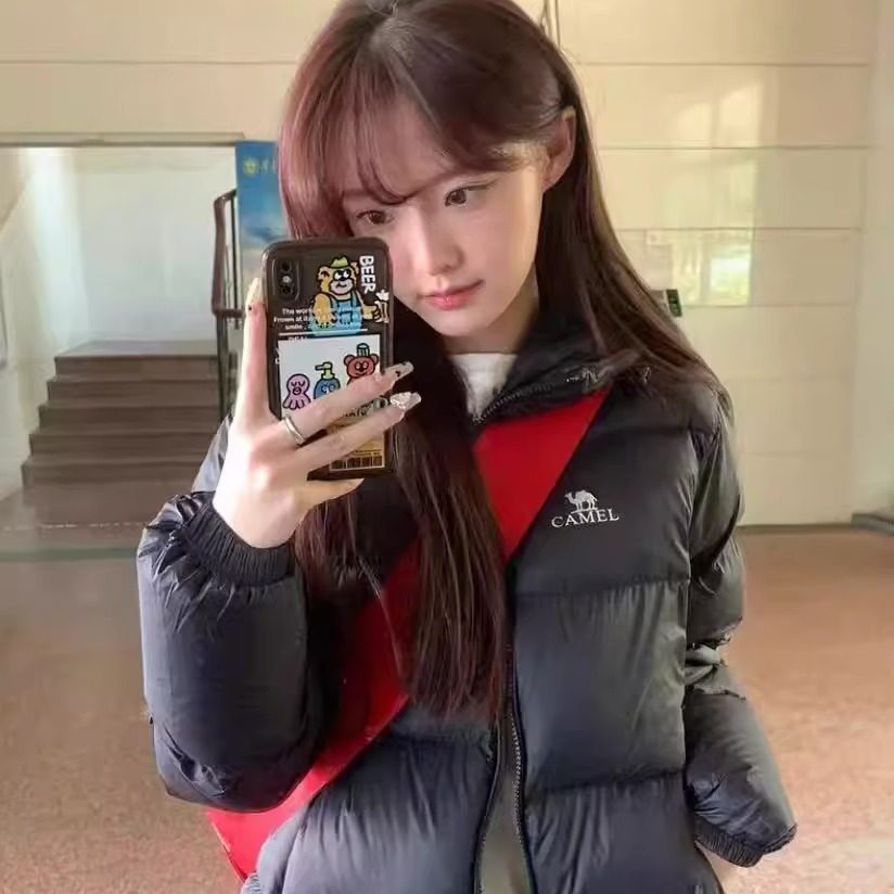 骆驼女短款防风防水加厚羽绒服