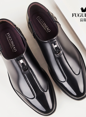 富贵鸟男士皮鞋真皮商务正装英伦一脚蹬高端精品软底软面休闲皮鞋