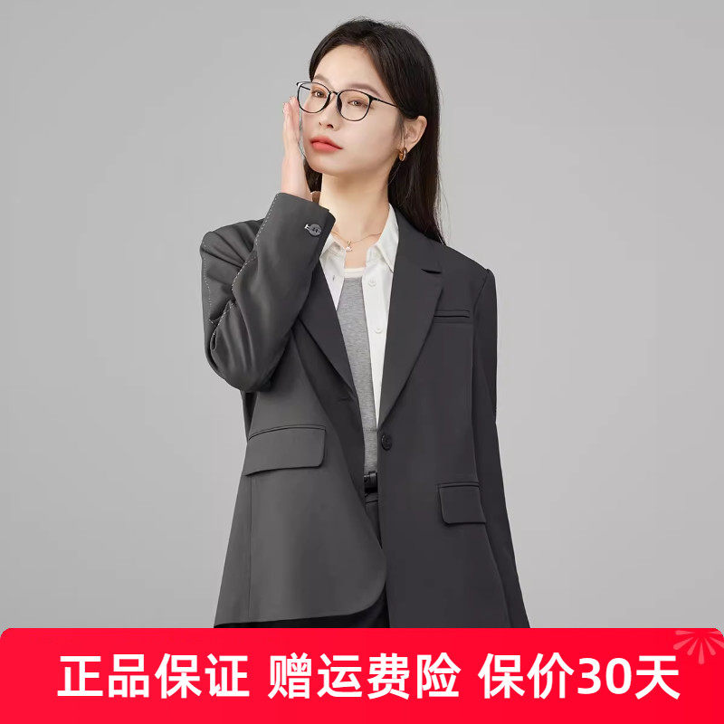 娅丽达高级感减龄宽松廓形西装外套女2025春装新款休闲气质小西服