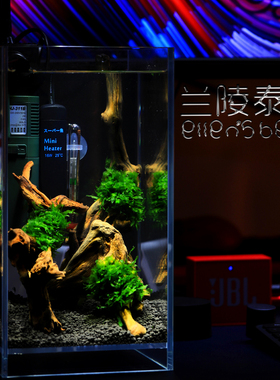 助眠神器懒人生态造景鱼缸热带观赏鱼斗鱼孔雀超白玻璃白噪音好养