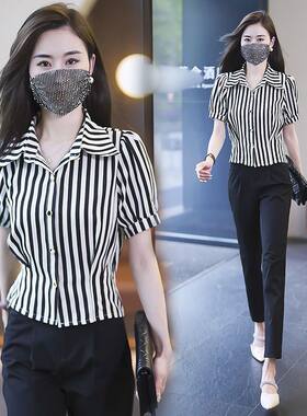 2025夏季新款女士短袖雪纺衬衫