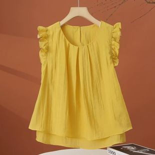 衬衫 法式 白色小飞袖 女2025夏季 绝美小上衣新款 超仙独特漂亮小衫