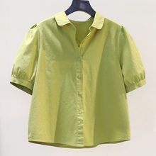 2025年夏季新款小清新泡泡袖衬衣女宽松短袖休闲衬衫气质百搭上衣