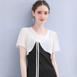 小披肩女外套夏季配裙子薄款2026新款时尚雪纺短款法式吊带裙罩衫