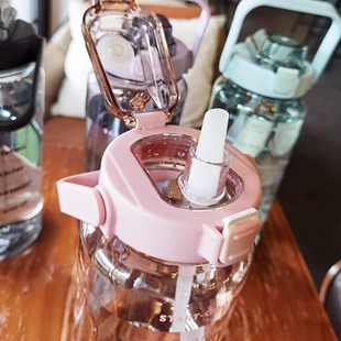 运动水杯大容量耐高温塑料杯子带吸管杯网红健身超大号水壶便携