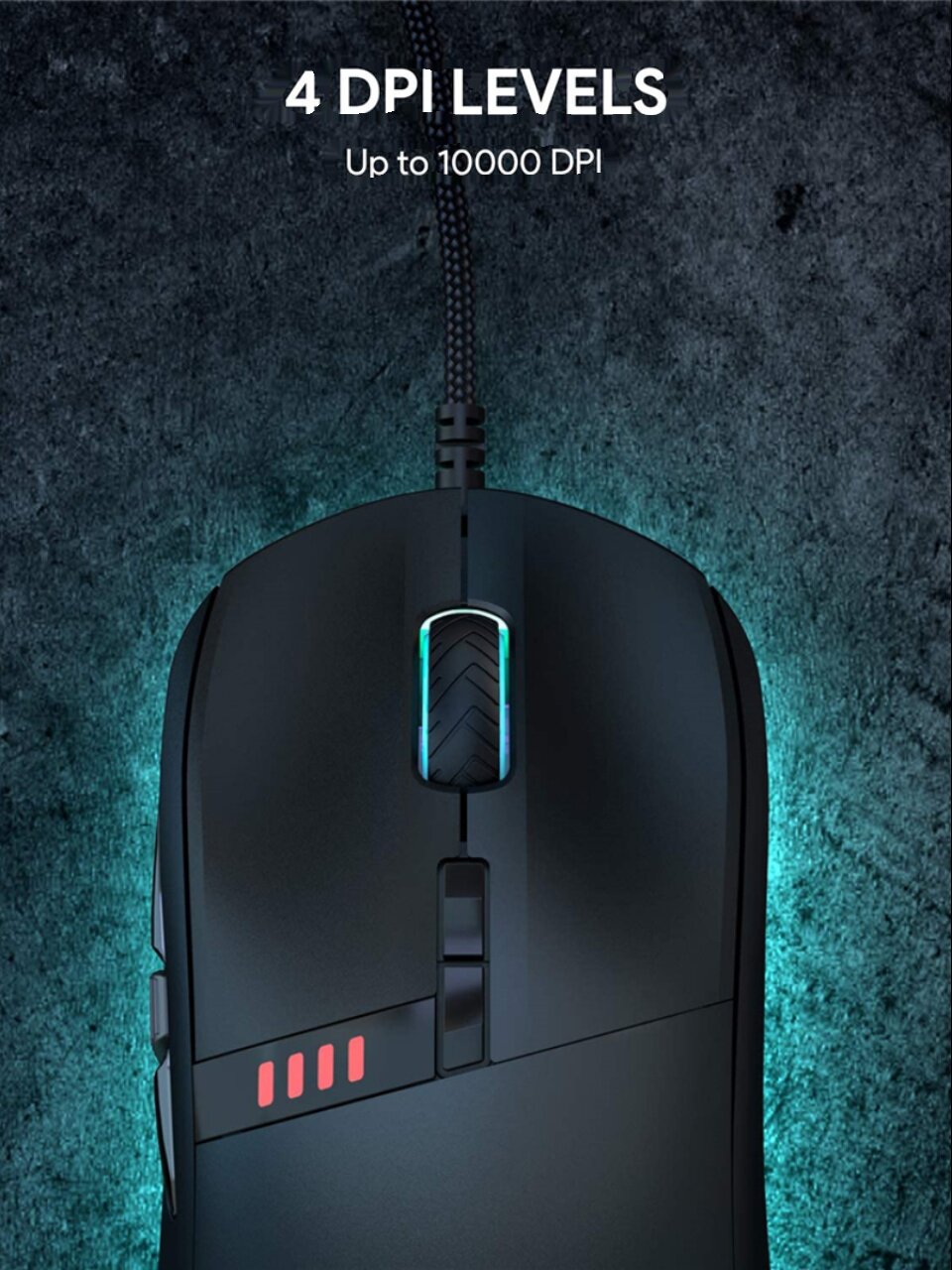 AUKEY F4 게임용 마우스 3325 칩 RGB 백라이트 유선 USB 소프트웨어 8 키 프로그래밍 가능 헛소리 왕