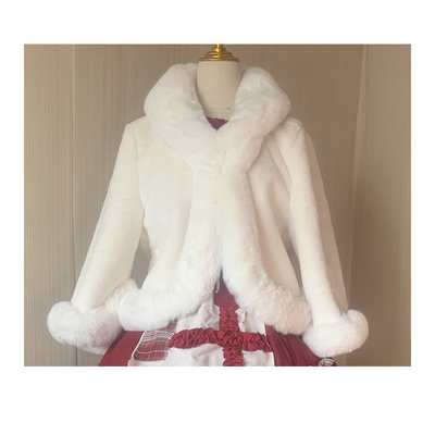 Lolita斗篷披肩秋冬加绒加厚保暖外套毛绒绒外搭配旗袍洛丽塔