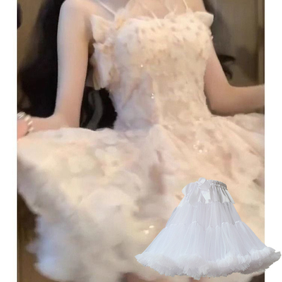 云朵撑日常洛丽塔45CM无骨软纱暴力蓬蓬短款棉花糖儿童裙撑lolita