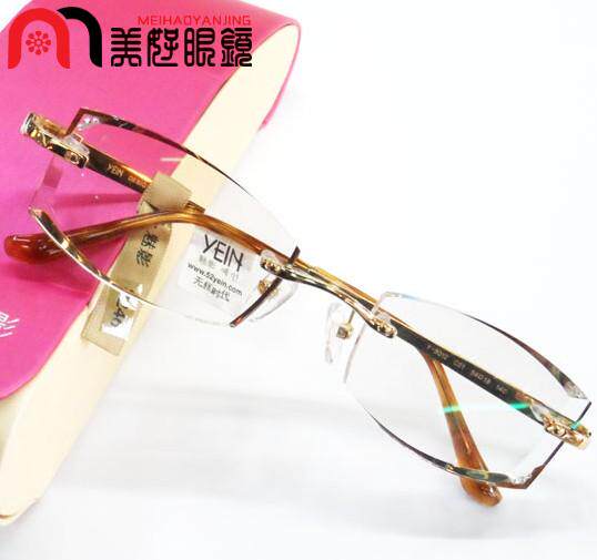 韩国原装 正品YEIN魅影无框切边镶钻近视眼镜8246 染色工艺眼镜男