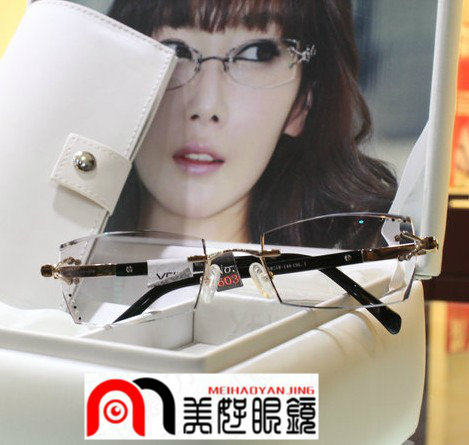 正品韩国YEIN魅影NO.603无框切边镶钻眼镜 限量工艺高档钻石眼镜