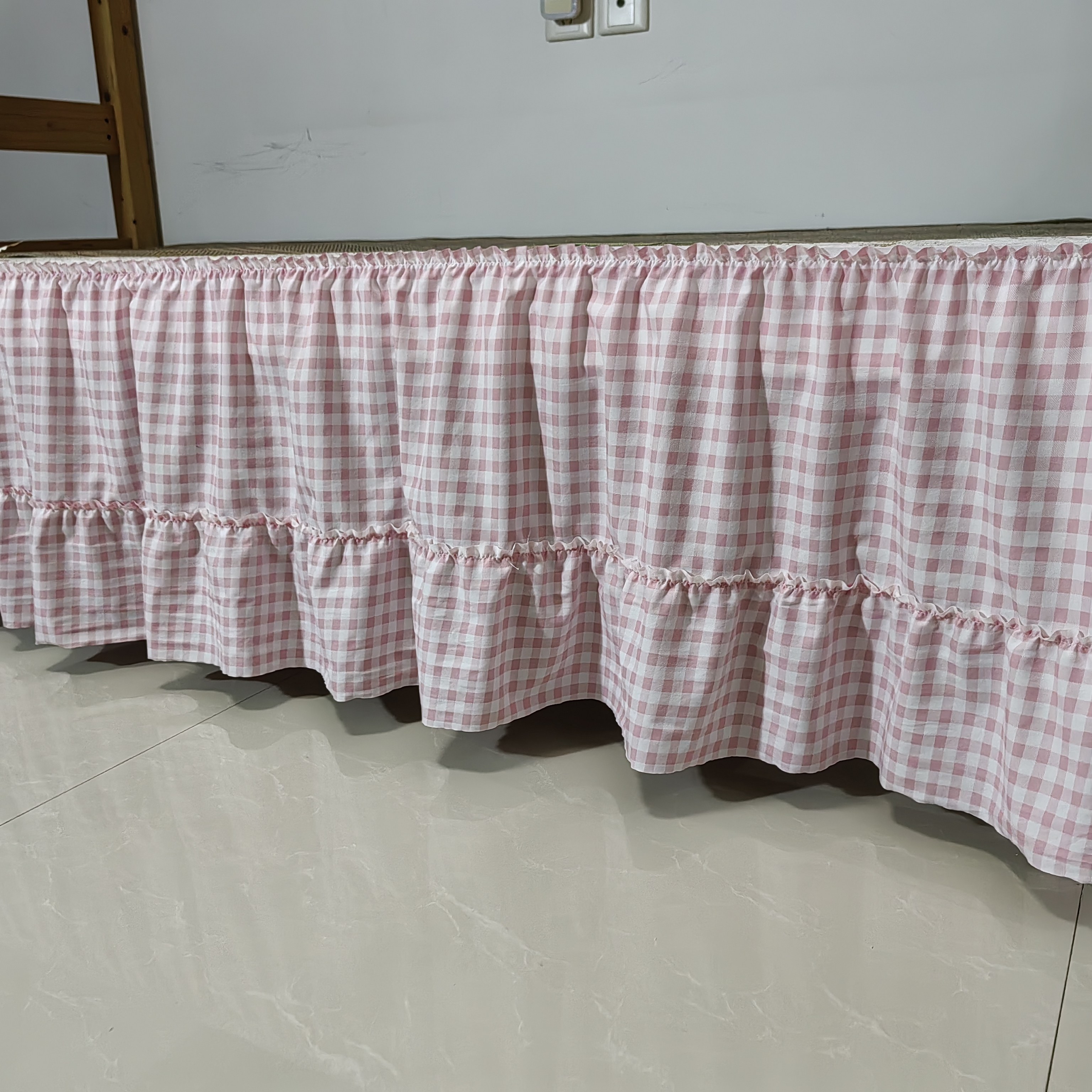 床裙床套防滑床围小清新魔术贴学生寝室单边裙摆遮丑荷叶边防尘