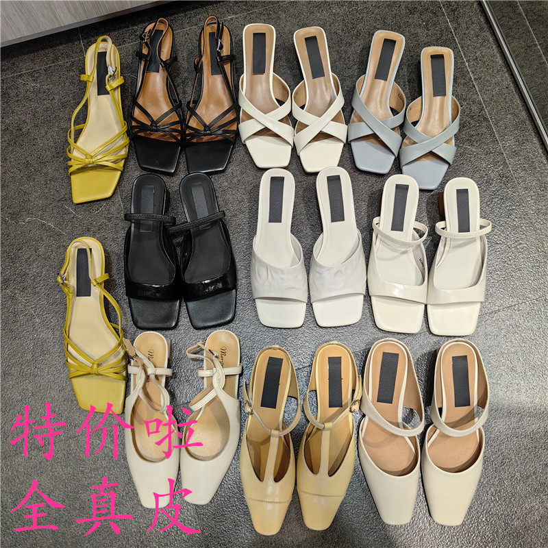 2025新款真皮跟鞋凉鞋罗马凉鞋女