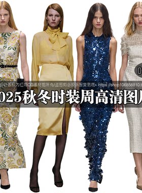 时装周秋冬女装服装设计素材时尚潮流模特走秀高清图片插画参考96