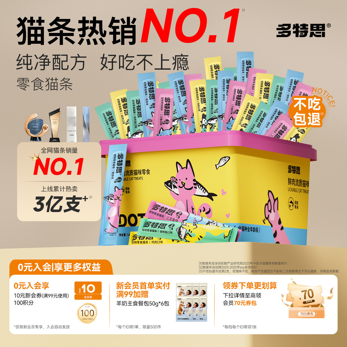 多特思猫条零食猫咪幼猫营养鱼油防掉毛100支整箱官方旗舰店正品
