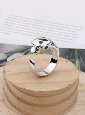 跨境新款时尚个性光身滴胶豹子头手环欧美风格百搭戒指轻奢手饰