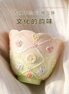 手绘立体釉陶瓷草莓品茗杯