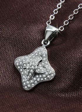 HTZS跨境新幸运草锆石天鹅项链女吊坠花朵小众轻奢新款设计感吊坠