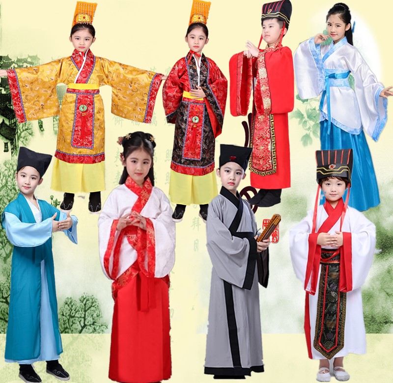 古装少儿秦汉话剧演出服饰图片