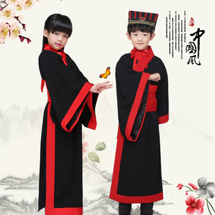 儿童书童演出服国学服装汉服古装幼儿园三字经弟子规孔子表演服饰