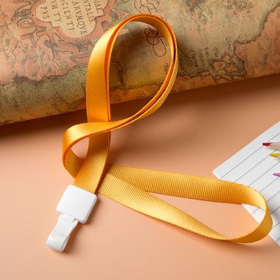 一体扣挂绳1.5cm白扣金丝带学生员工胸牌证件卡套挂绳工牌吊绳