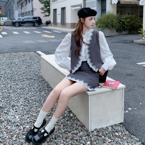 好买 早春学院风裙子衬衫三件套2C355-9101-P195-K318图片