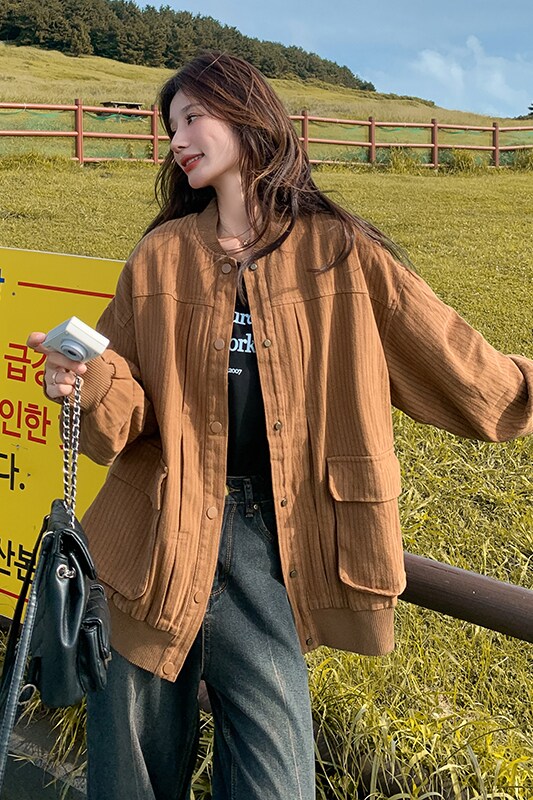 有货，春款磨毛工艺学院风棒球服外套2C355-9002-P155-K248,女装短外套,2C355