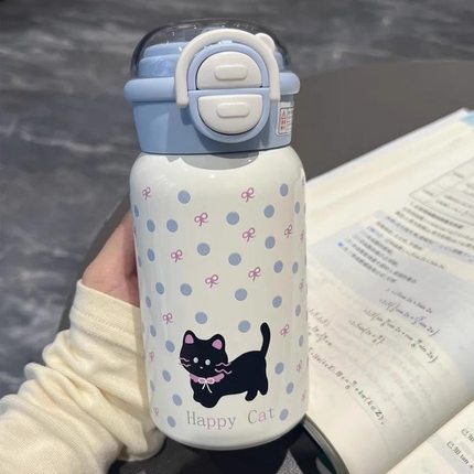 小清新ins女生上学学生可爱小黑猫大容量高颜值316不锈钢保温水杯