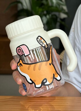 1000ML带把手塑料杯便携茶水分离杯水杯大容量办公室水杯学生家用