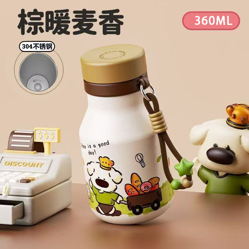 可爱小奶罐304保温吸管杯图片
