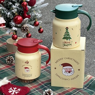 新款圣诞316不锈钢焖茶壶保温杯男女老白茶壶泡茶家用大容量水壶