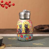 The light luxury 316 stainless steel peacock koi retro water cup is portable and has a high level of appearance. It is a creative outdoor little chubby boy thumbnail 6