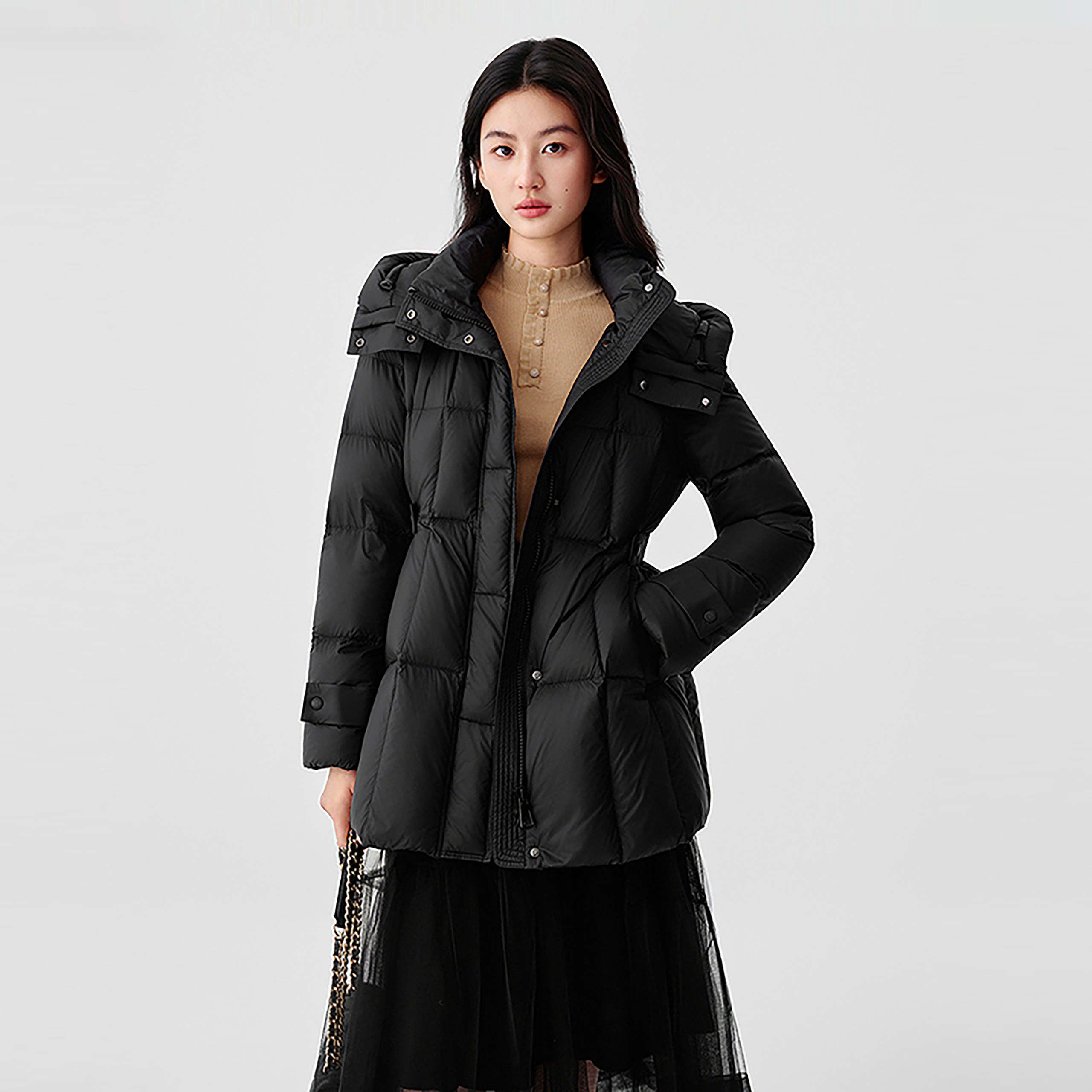 珂莱同款百搭保暖鸭绒羽绒服外套