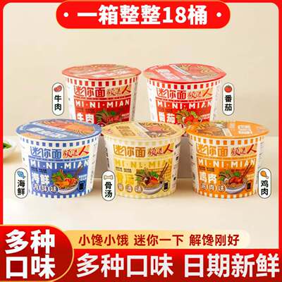 【整箱18碗】领道人迷你小碗小杯方便面多种口味速食休闲零食